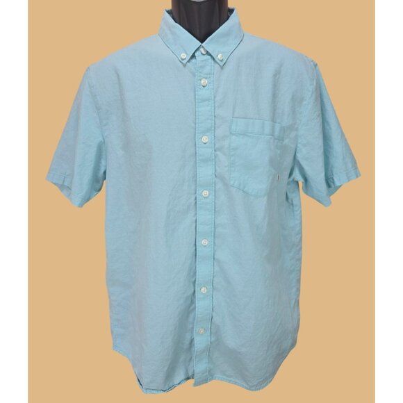 Vans Other - Vans Mens Short Sleeve Button-Up Shirt Blue Medium